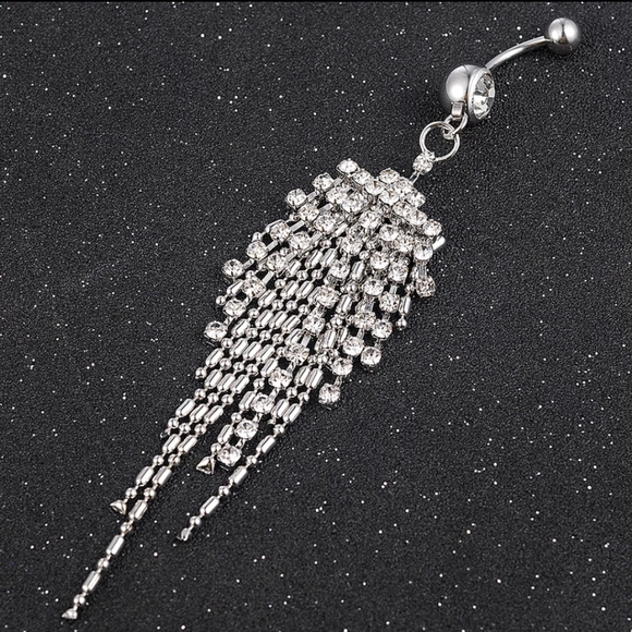 ☀️NEW DANGLING CZ DIAMOND NAVEL RING - Picture 3 of 6